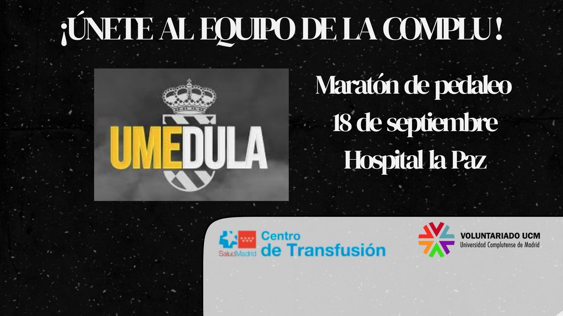 Buscamos 50 voluntarios complutenses para el maratón de pedaleo #UMEdula. 